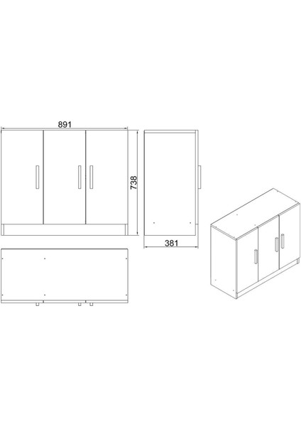 Bega E Ofis Kapaklı Dolap Barok-Antrasit Beg5-Ba indirimleri