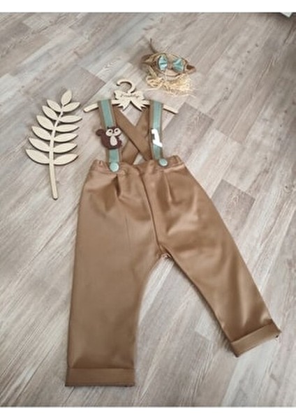 Sincap Konsepti Açık Kahve Küf Yeşili Erkek Çocuk Pantolon Salopet 1 Yaş Doğum Günü Kıyafeti modelleri