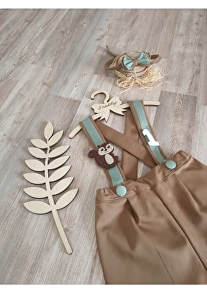 Sincap Konsepti Açık Kahve Küf Yeşili Erkek Çocuk Pantolon Salopet 1 Yaş Doğum Günü Kıyafeti fırsatları