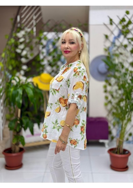 NC154553 Italyan Pamuk Keten Bluz Beyaz fiyatları