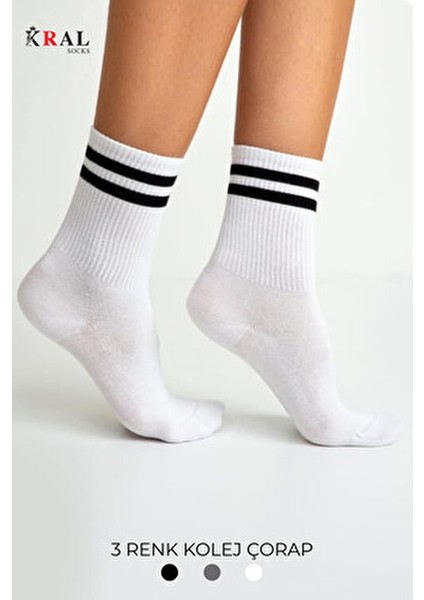 Kral Patik Çorap Pamuklu Terletmez Çizgili Yaz Sezonu 6 Çift Kolej Tenis Çorabı fiyatları