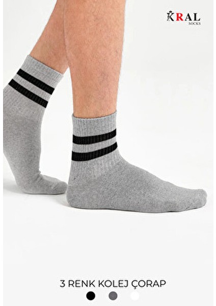 Kral Patik Çorap Pamuklu Terletmez Çizgili Yaz Sezonu 6 Çift Kolej Tenis Çorabı indirimleri