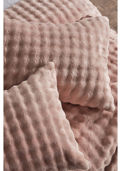 Bubble Battaniye Seti Çift Kişilik Pudra fırsatları