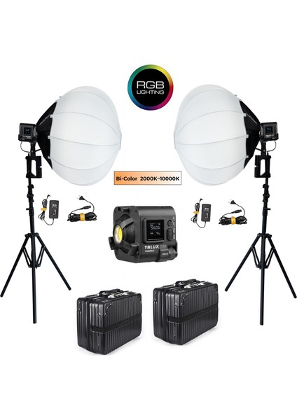 YNLUX100-RGB LED Işık 2'li Lantern Softbox Set