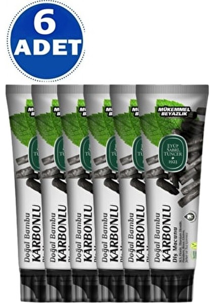 Doğal Bambu Aktif Karbonlu Diş Macunu 75 ml 6 Adet Tam Koruma Özelliğiyle