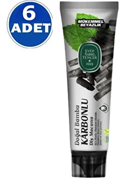 Doğal Bambu Aktif Karbonlu Diş Macunu 75 ml 6 Adet Tam Koruma Özelliğiyle fiyatları