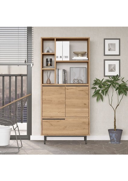 Bohem Ofis Klasör Dolabı Kitaplık 3 Kapaklı Metal Ayaklı Beyaz BOH9B-W