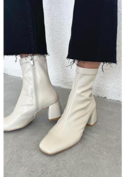 Lucas Kadın Küt Kalıp Deri Bot Bej fiyatları