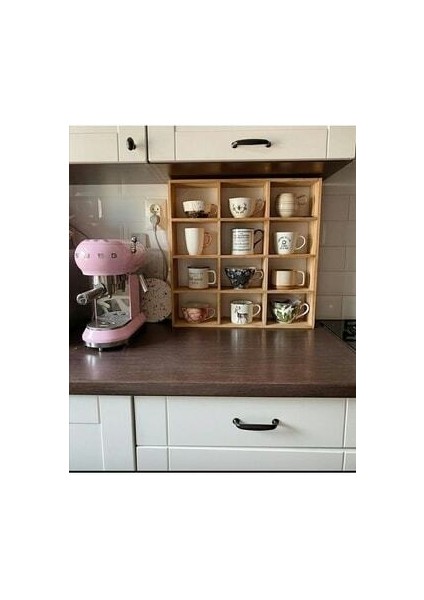 Ahşap Kupa Rafı Kahverengi Klasik Tasarım Çok Amaçlı Kullanım İçin Fonksiyonel