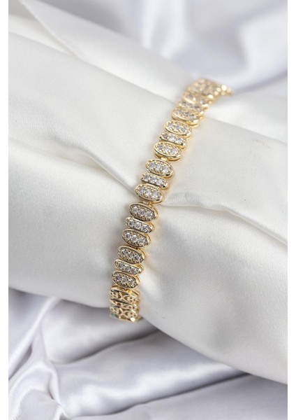 Pirinç Vıp Seri Gold Renk Oval Sıralı Kadın Bileklik - PRT3500EB08959