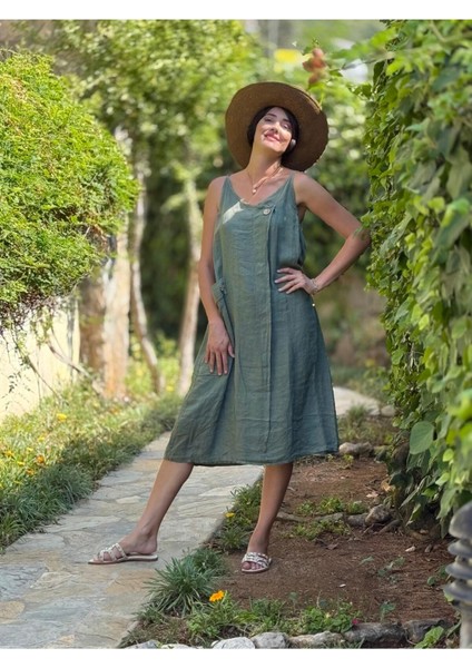 YG205040 Italyan Keten Elbise Haki fiyatları