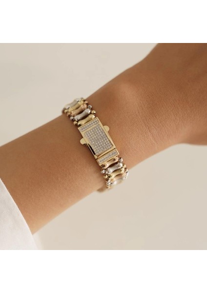 Kilitli Silindir Dorikalı Altın Bileklik