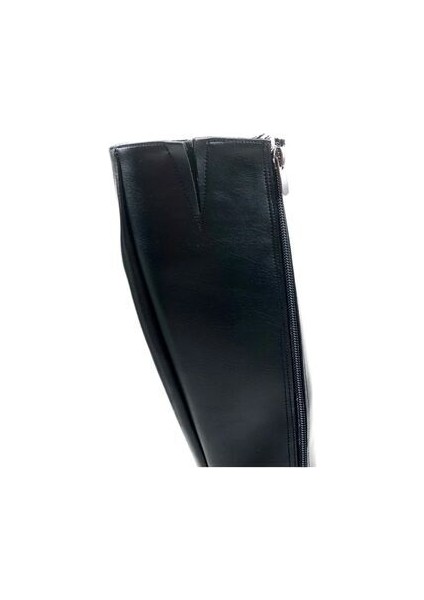 Kadın Siyah Süet Döner Fermuarlı Çizme 8 cm Topuklu Suni Deri Konforlu Tasarım modelleri