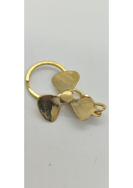 Pirinç 3 Kanatlı Pervane Anahtarlık (4cm)