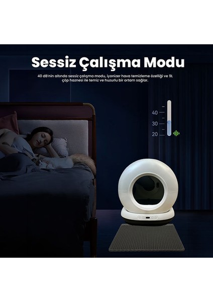 Otomatik Kedi Tuvaleti, App Ile Kontrol, 75LT Iç Hazne, 9lt Çöp Haznesi,sessiz ve Hızlı Çalışma fırsatları