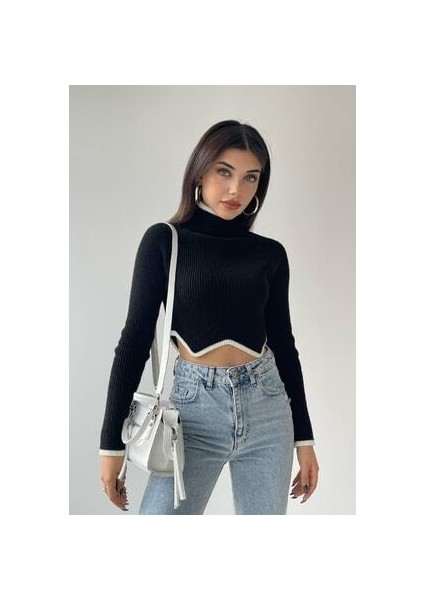 Balıkçı Crop Kazak Yeni Sezon Crop Kazak Kısa Kazak Boğazlı Kazak