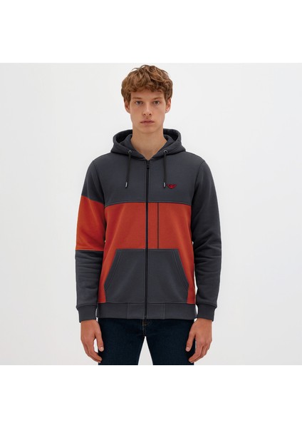 Kapşonlu Fermuarlı Sweatshirt Castor