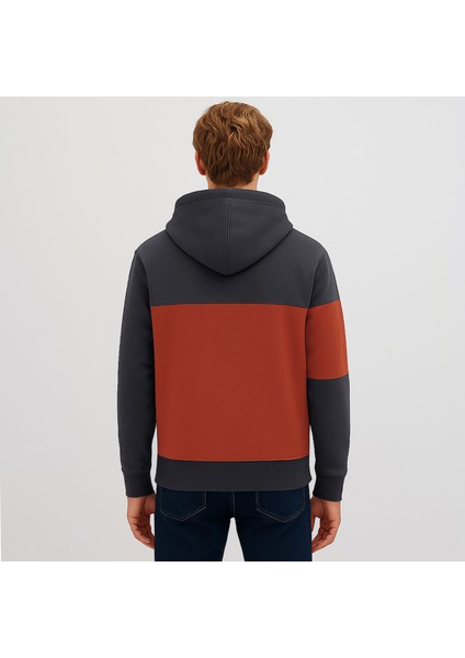 Kapşonlu Fermuarlı Sweatshirt Castor