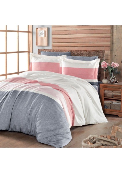 Stripe Gri Çift Kişilik Nevresim Takımı 200X220 cm