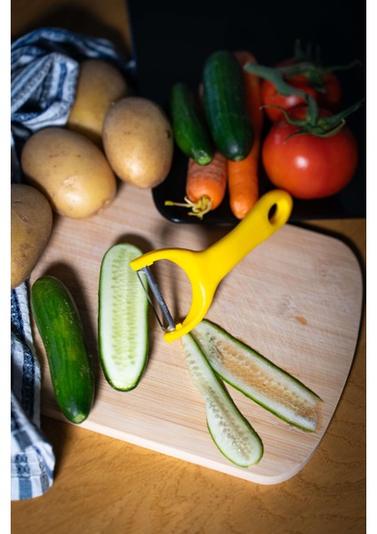 Mat Sarı Sapan Soyacak – Paslanmaz Alman Çeliği, Ergonomik Sap, Çift Yönlü Kullanım fiyatları