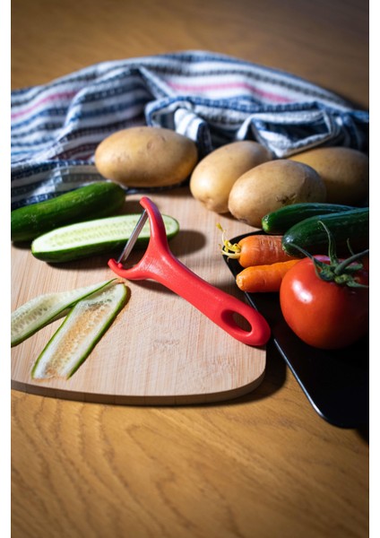 Mat Kırmızı Sapan Soyacak – Paslanmaz Alman Çeliği, Ergonomik Sap, Çift Yönlü Kullanım