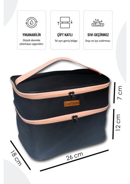 Profesyonel Çift Katlı Geniş İç Hacimli Makyaj Çantası Su Geçirmez Büyük Boy Seyahat Organizeri Kozmetik Parfüm Taşıma Bölmeli Kadın Bakım Çantası modelleri