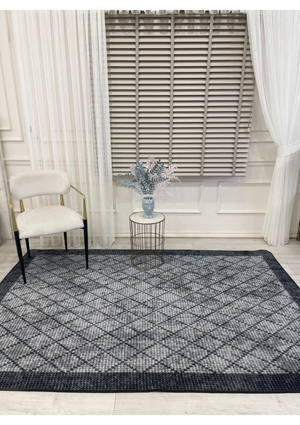 Gri Jüt Sisal Görünüm Bordürlü Kaymaz Taban Yolluk Halı