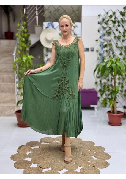 VL1046 Kolsuz Vual Elbise Yeşil fırsatları