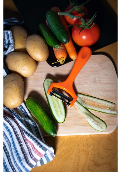 Simli Turuncu Sapan Soyacak – Paslanmaz Alman Çeliği, Ergonomik Sap, Yüksek Keskinlik