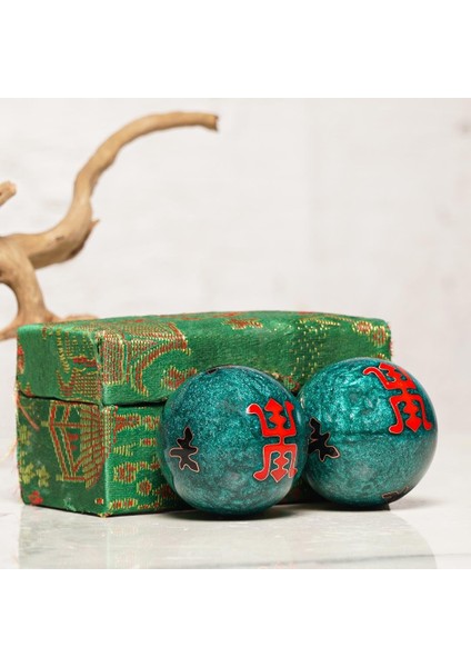 Longevity Temalı Yeşil Zen Meditasyon Baoding Topu