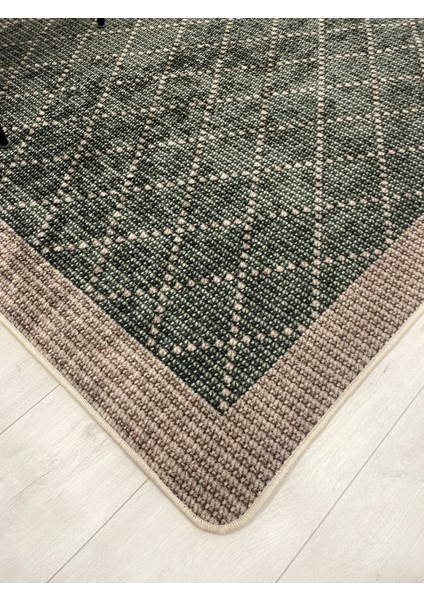 Yeşil-Kahverengi Jüt Sisal Görünüm Bordürlü Kaymaz Taban Yolluk Halı fiyatları