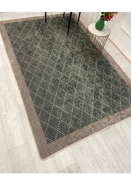 Yeşil-Kahverengi Jüt Sisal Görünüm Bordürlü Kaymaz Taban Yolluk Halı modelleri