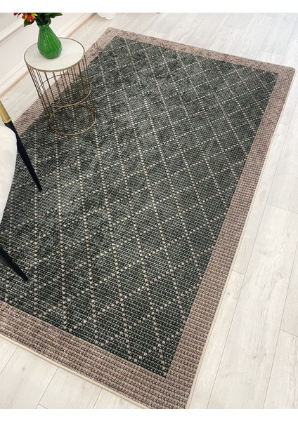 Yeşil-Kahverengi Jüt Sisal Görünüm Bordürlü Kaymaz Taban Yolluk Halı fırsatları