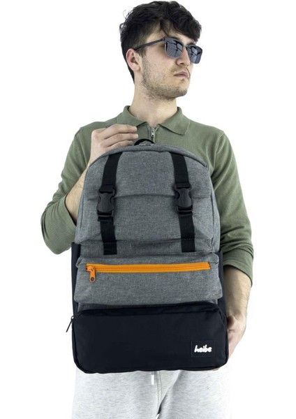 Trend Okul Sırt Çantası (Laptop Bölmeli) Antrasit- Siyah 1154