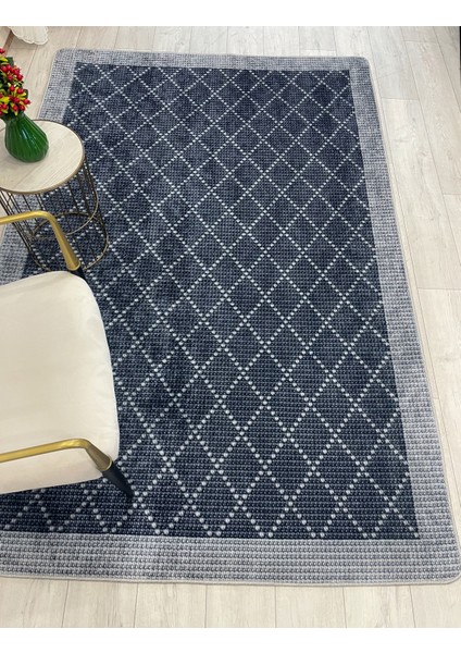 Lacivert-Gri Jüt Sisal Görünüm Bordürlü Kaymaz Taban Yolluk Halı indirimleri