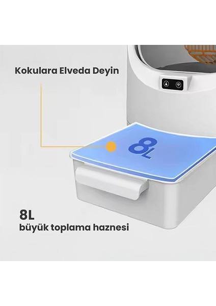 Akıllı Açık Kasa Otomatik Kedi Tuvaleti – Sessiz Motorlu, Koku Gidericili, Uv Sterilizasyonlu modelleri