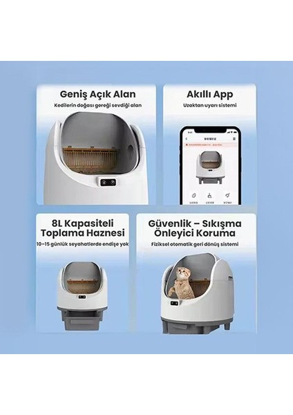 Akıllı Açık Kasa Otomatik Kedi Tuvaleti – Sessiz Motorlu, Koku Gidericili, Uv Sterilizasyonlu fırsatları