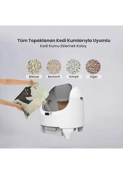 Akıllı Açık Kasa Otomatik Kedi Tuvaleti – Sessiz Motorlu, Koku Gidericili, Uv Sterilizasyonlu indirimleri