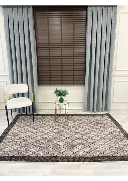Bej-Kahverengi Jüt Sisal Görünüm Bordürlü Kaymaz Taban Yolluk Halı