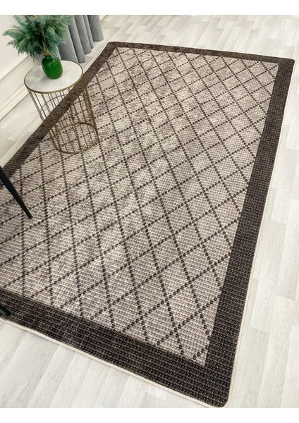 Bej-Kahverengi Jüt Sisal Görünüm Bordürlü Kaymaz Taban Yolluk Halı modelleri