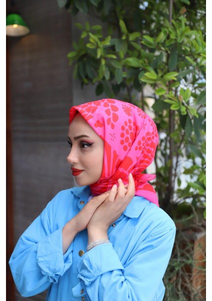 Negis Desenli Eşarp Fuşya