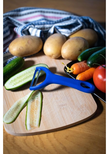 Mat Mavi Sapan Soyacak – Paslanmaz Alman Çeliği, Ergonomik Sap, Çift Yönlü Kullanım