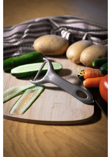 Mat Gri Sapan Soyacak – Paslanmaz Alman Çeliği, Ergonomik Sap, Çift Yönlü Kullanım