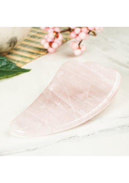 Pembe Kuvars Gua Sha Doğal Taş Masaj Aleti