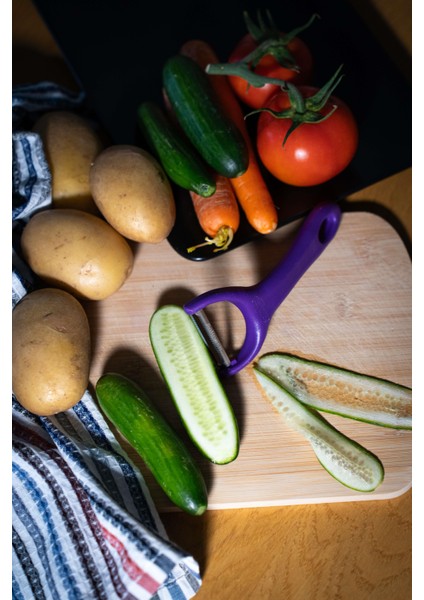 Mat Mor Sapan Soyacak – Paslanmaz Alman Çeliği, Ergonomik Sap, Çift Yönlü Kullanım