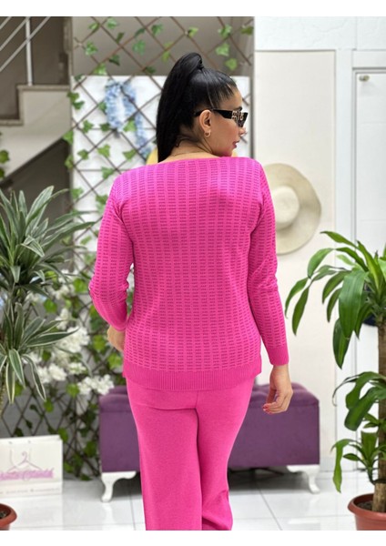 D12809 Simli V Yaka Triko Bluz Pembe fiyatları