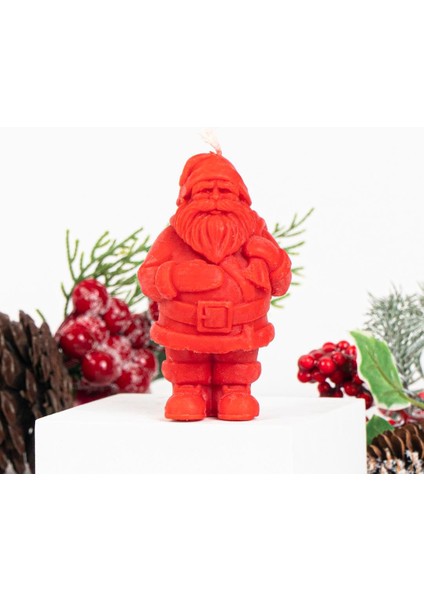 Noel Baba Temalı Kırmızı Soya Mum