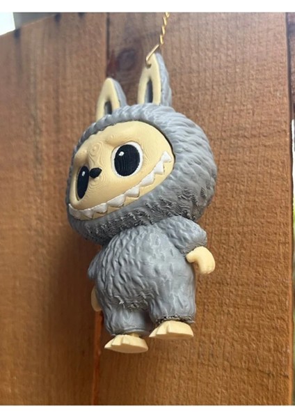 Labubu Figürlü Anahtarlık Gri 7 cm