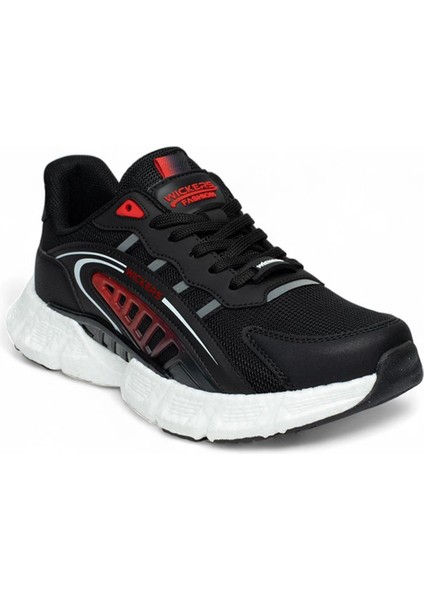 Siyah Erkek Spor Ayakkabı Sneaker Ayakkabı Beyaz / Kırmızı Köpük Taban Bağcıklı 2755 modelleri