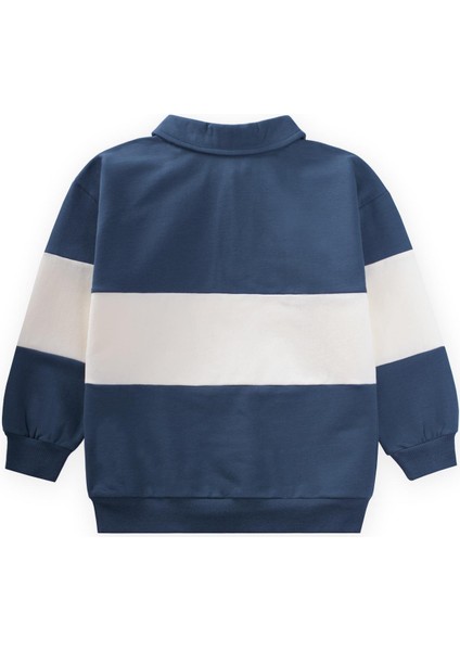 Polo Yaka Baskılı Sweatshirt 4-12 Yaş Lacivert modelleri